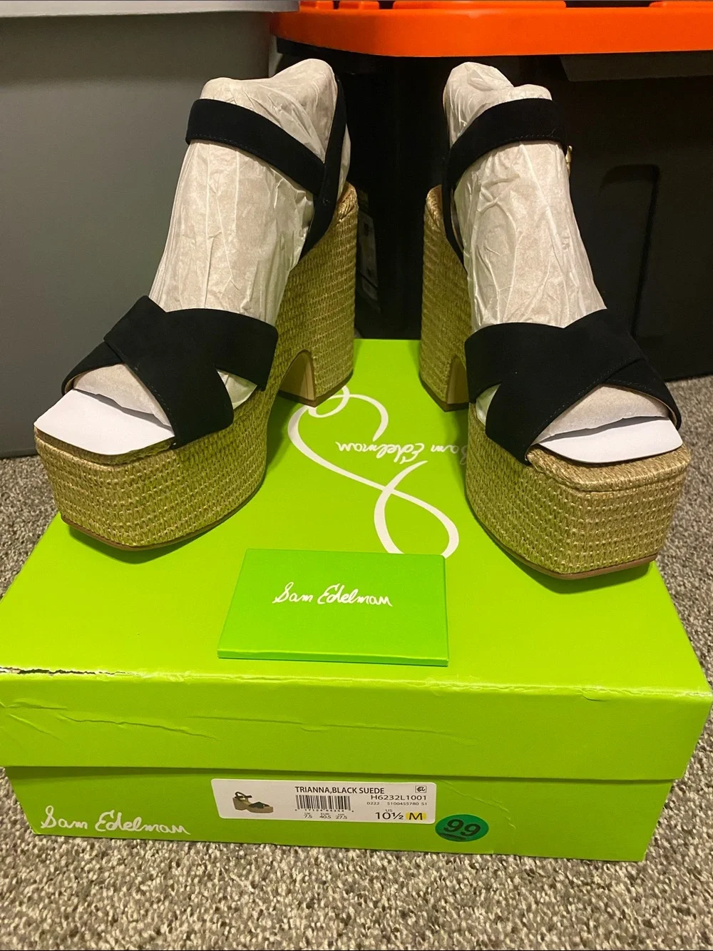 Sam Edelman Black Suede Platform Espadrille Sandals
